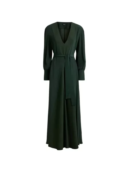 Cu centură rochie maxi Kiton de mătase verde