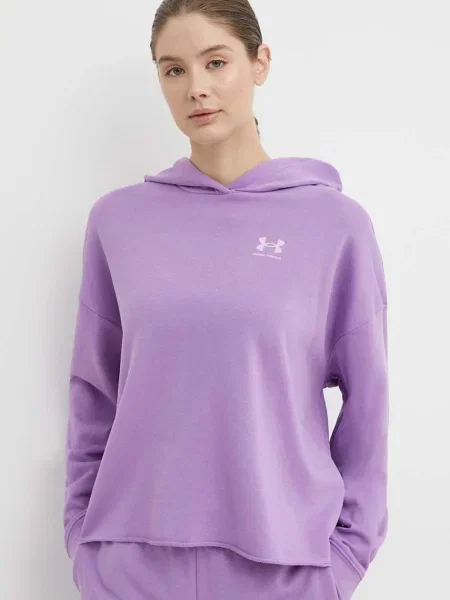Суичър с качулка Under Armour с качулка виолетово