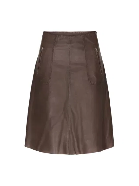 Spódnica skórzana Btfcph brązowa