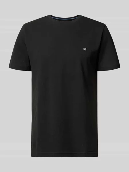 T-shirt z bawełny z okrągłym dekoltem Christian Berg Men czarna