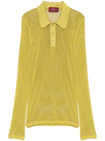 Мрежеста поло тениска Gucci зелено