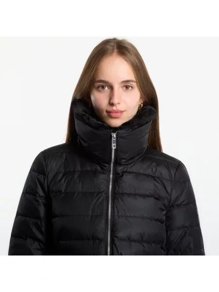 Μπουφάν Calvin Klein Satin Lw Short Puffer With Fur Black XS μαύρο