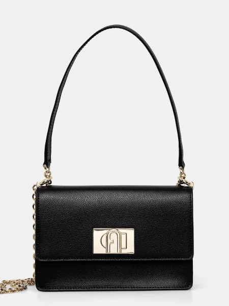 Furla De piele geantă pe umăr Furla MINI negru