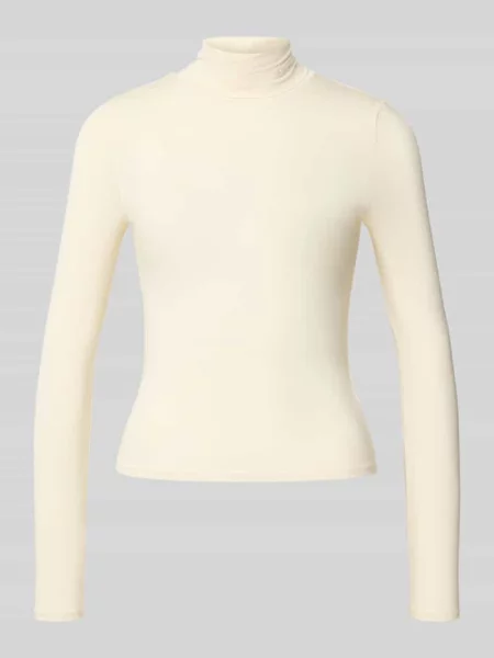 Bluzka z długim rękawem golfem i wyhaftowanym logo Scotch & Soda biała