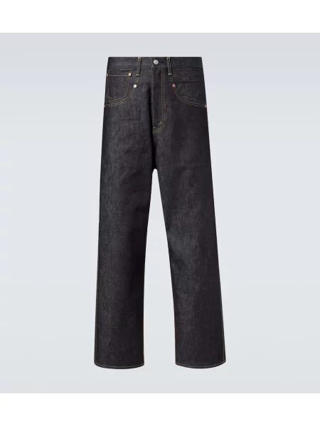 Blugi drepți Junya Watanabe cu talie înaltă albastru
