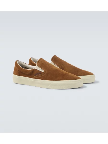 Chiloți Tom Ford din piele de căprioară slip-on maro