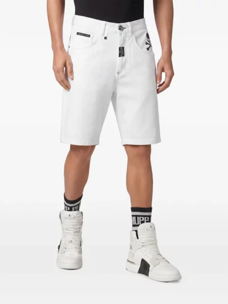 Pantaloni scurți din denim Philipp Plein alb