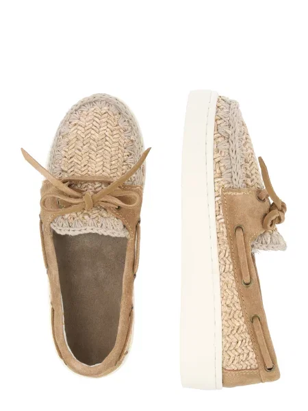 MOU Mocasini kitt / brocart / maro deschis alb