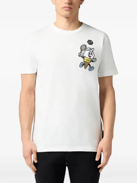 Tricou Philipp Plein cu decolteu rotund alb