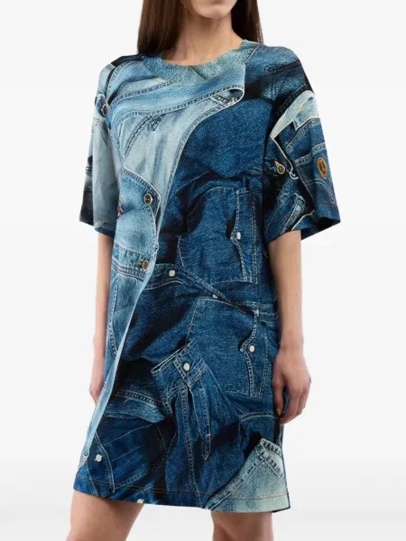 Scurt rochie din denim Moschino cu imagine albastru