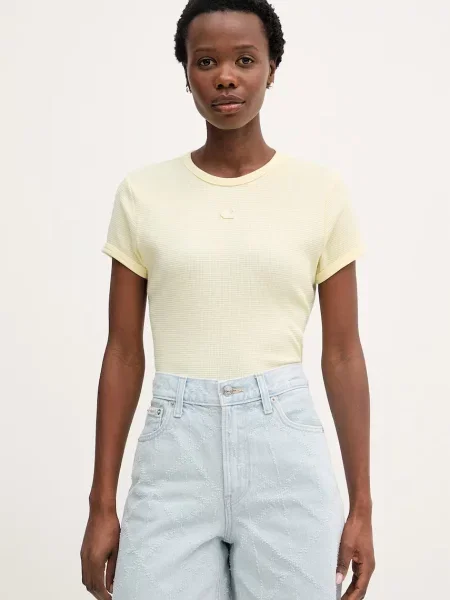 Calvin Klein Jeans T-shirt z bawełną żółta