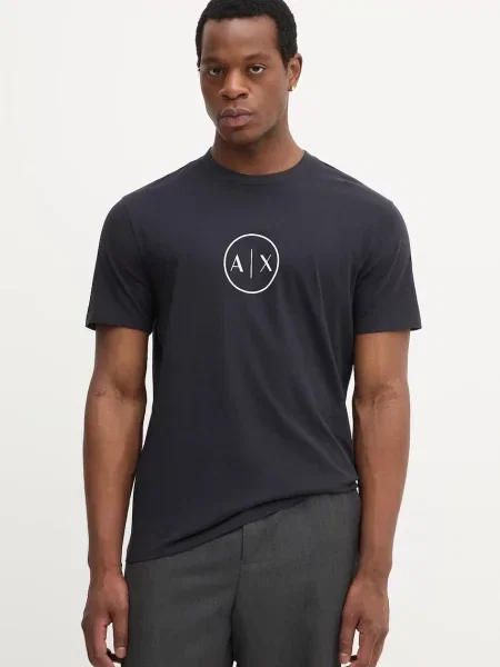 Тениска Armani Exchange с принт черно