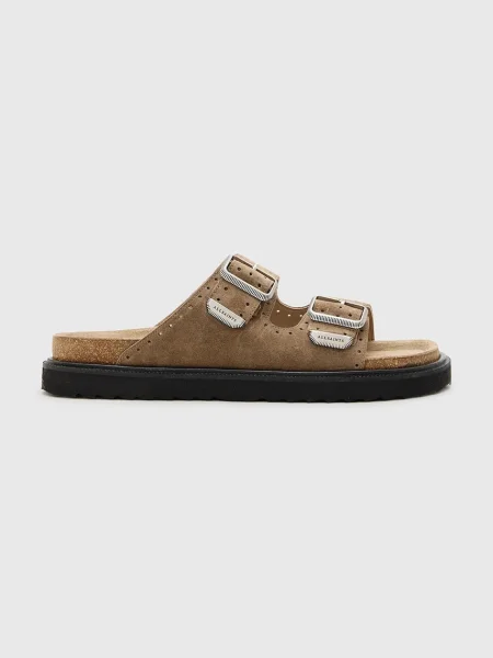 Велурени чехли AllSaints Randal Sandal мъжки кафяво