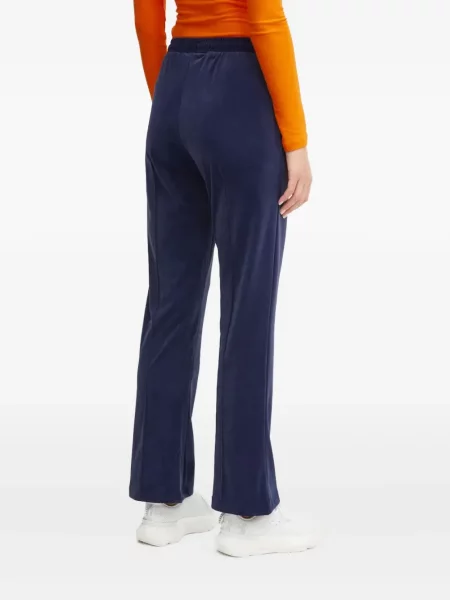 Pantaloni palazzo Adidas cu dungi plisat cu imagine albastru