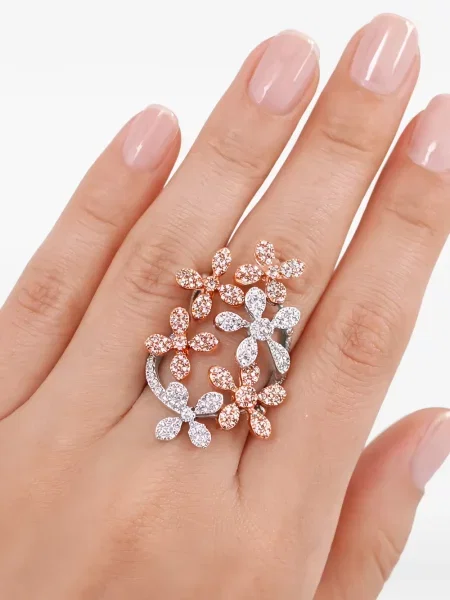 Gėlėtas deimantas žiedas Hyt Jewelry sidabrinė