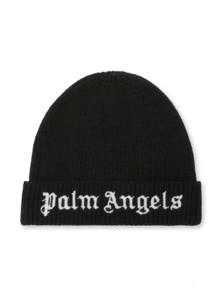 Palm Angels Kids Logo Knit Beanie Black/ White II czarna