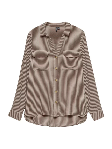 VERO MODA Bluză VMBUMPY ciocolatiu alb