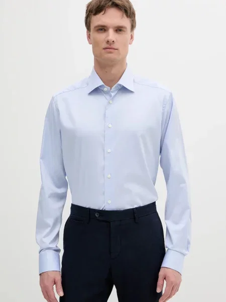 Риза Eton с кройка по тялото с класическа яка синьо