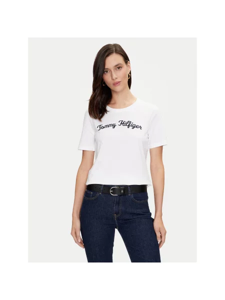Tommy Hilfiger T-Shirt Script Regular Fit λευκό