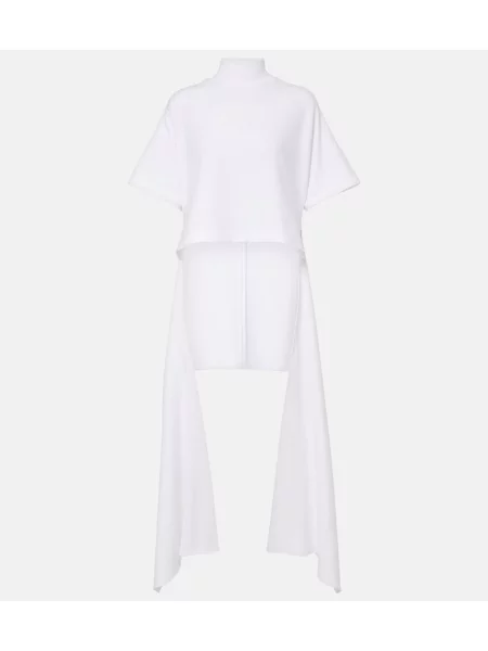 Tricou Alaïa din jerseu asimetric alb