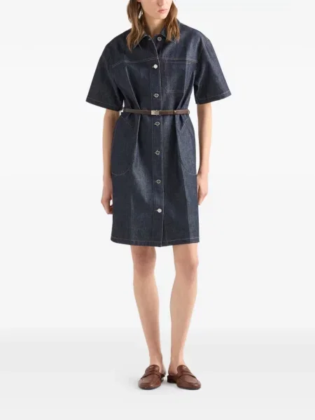 Mini rochie din denim Prada de costum mini albastru