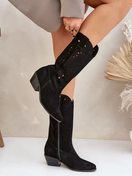 Kozaki Lewski Shoes zamszowe czarne