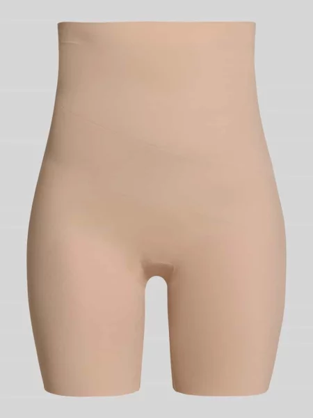 Bermudy o kroju slim fit w kroju z wysokim stanem Magic Bodyfashion beżowe