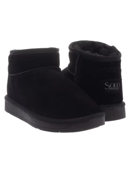 Botine Solo Soprani Couture din piele negru