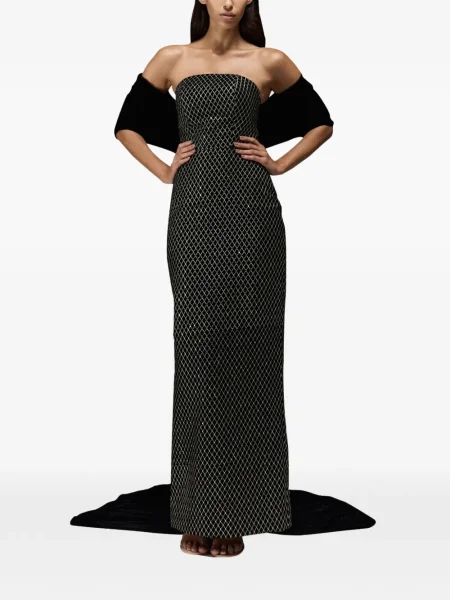 Rochie maxi Tha Seen de catifea de costum negru