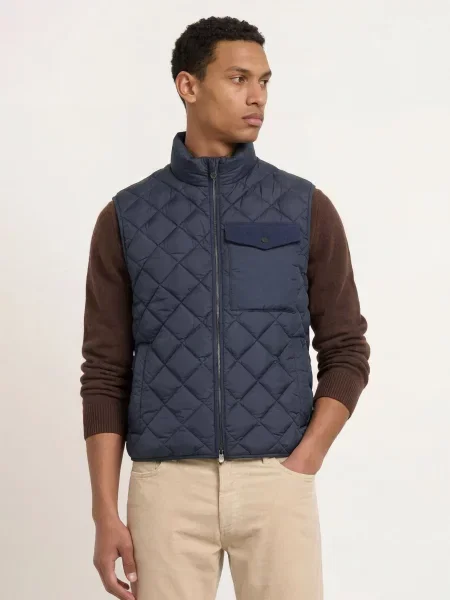 Save The Duck Prošívaná Vesta Fabrice Z Kombinace Materiálů tmavě modrá