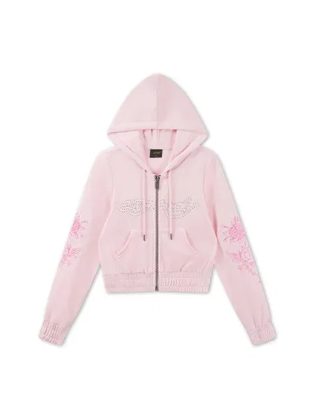 Ed Hardy Tepláková bunda Liebe und Dornen' ružová