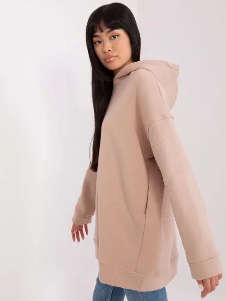 Hoodie Fashionhunters s kapuco bež
