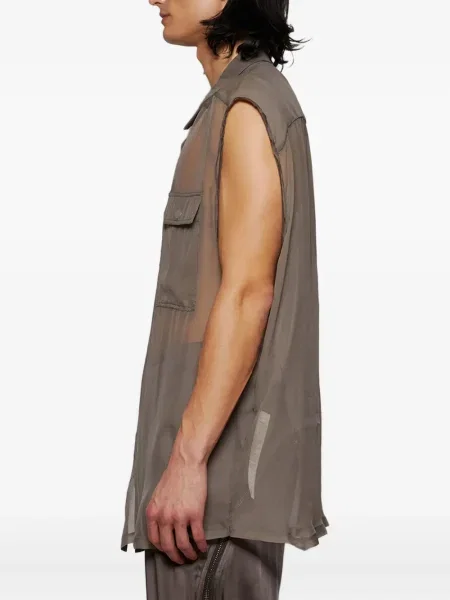 Αμάνικο πουκάμισο Rick Owens με διαφανεια γκρι