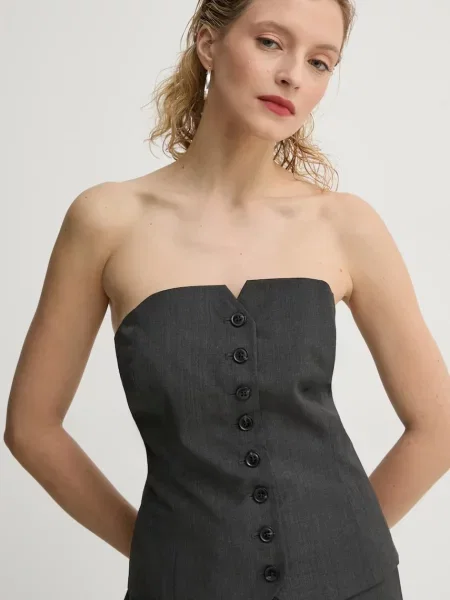 Samsoe Samsoe tricou din amestec de lana SAELLEN neted gri