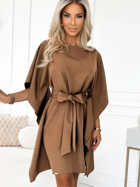 Talia sukienka Numoco garniturowa brązowa
