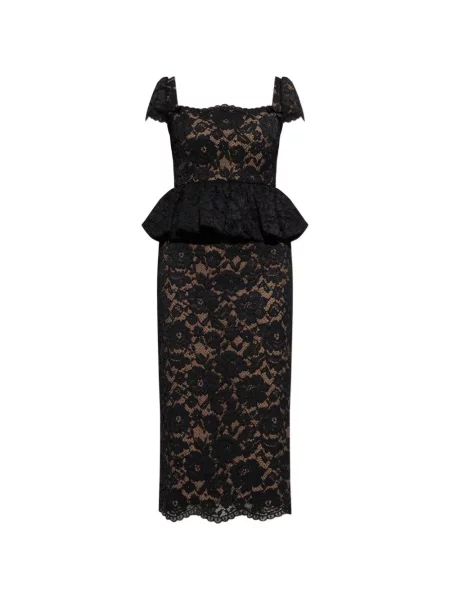 Rochie midi Self-portrait din dantelă negru