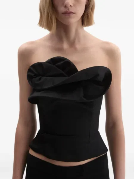 Bluzka Magda Butrym z falbankami z gorsetem czarna