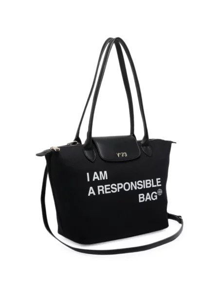 Geantă shopper V°73 cu imagine negru