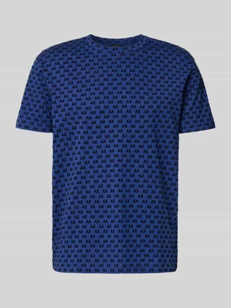 T-shirt o kroju regular fit z nadrukiem na całej powierzchni Armani Exchange niebieska