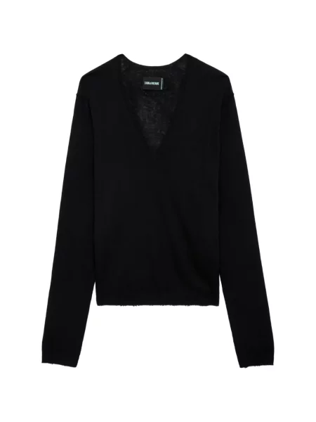 Pulover Zadig&voltaire cu decolteu în V negru
