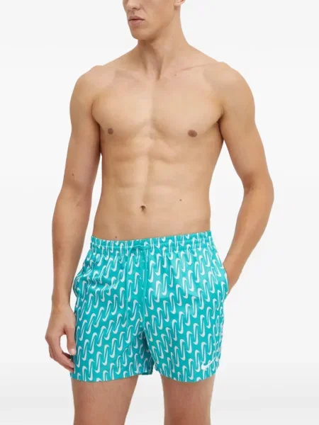 Slip de baie Nike cu cordon cu imagine tricotate albastru