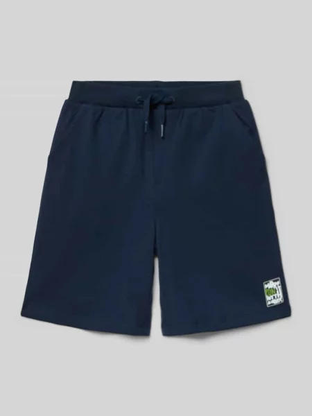 Szorty dresowe o kroju regular fit z mieszanka bawełny S.oliver Red Label granatowe