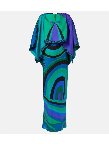 Rochie maxi Pucci de mătase cu imagine de costum verde