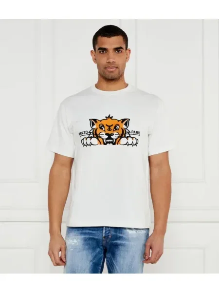 Kenzo Tricou HAPPY TIGER | Oversize fit alb