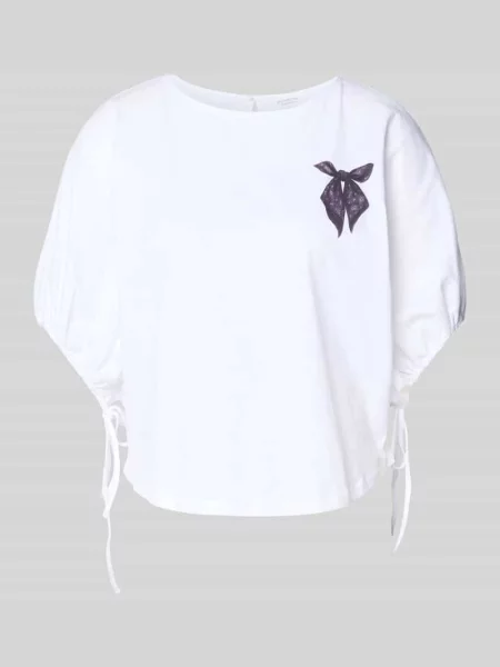 T-shirt z nadrukiem z motywem i trokiem przy rękawie Rich & Royal biała
