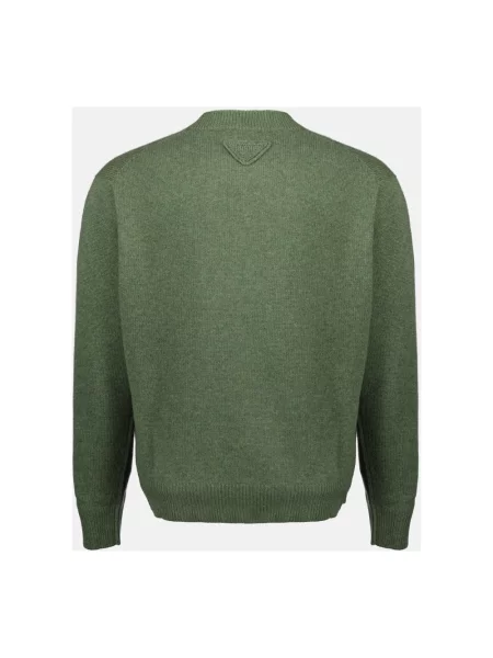 Lniany sweter Prada zielony