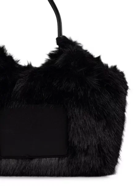 Geantă shopper Dkny cu blană negru