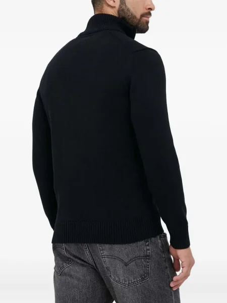 Pulover Gant cu broderie de jumătate de fermoar negru