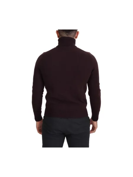 Sweter z golfem Dolce And Gabbana wełniany z wysokim kołnierzem brązowy