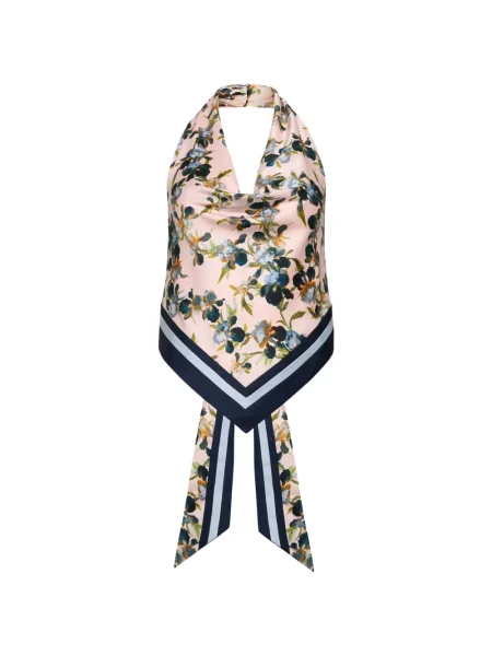 Top Cinq A Sept cu gât halter roz